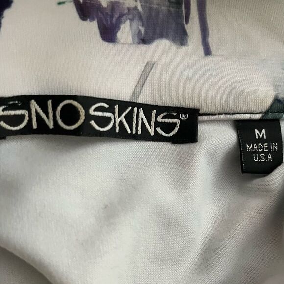 SNOSKINS Zip Jacket Back Zip Pocket Graffiti Print EUC Viscose Blk/Wht/Ppl SZ M - Picture 6 of 7